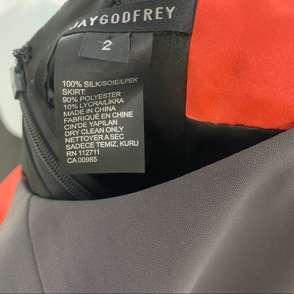 JAY GODFREY Colorblocked Cap Sleeve Silk Sheath Dress Size 2 - Picture 4 of 4